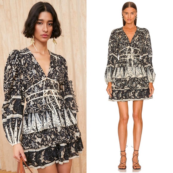 ULLA JOHNSON Nina Dress Rainforest Floral Ruffle Mini - Picture 1 of 9
